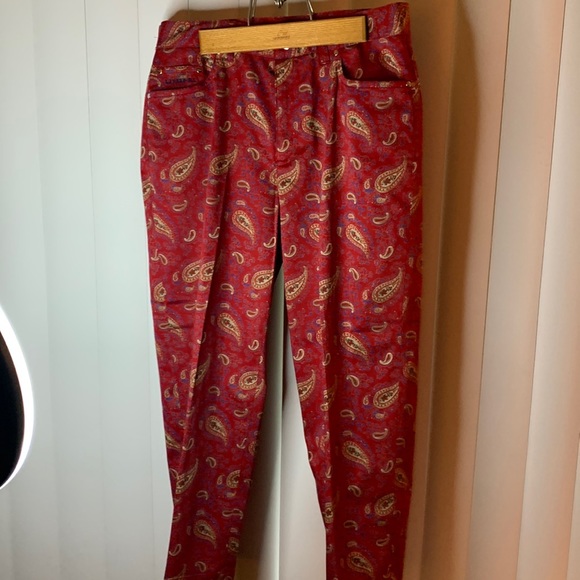 RALPH LAUREN PAISLEY PRINT RED STRETCH JEANS